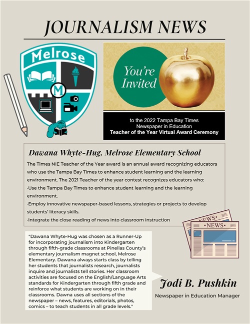  Melrose Journalism Teacher - NIE Runner-up flyer